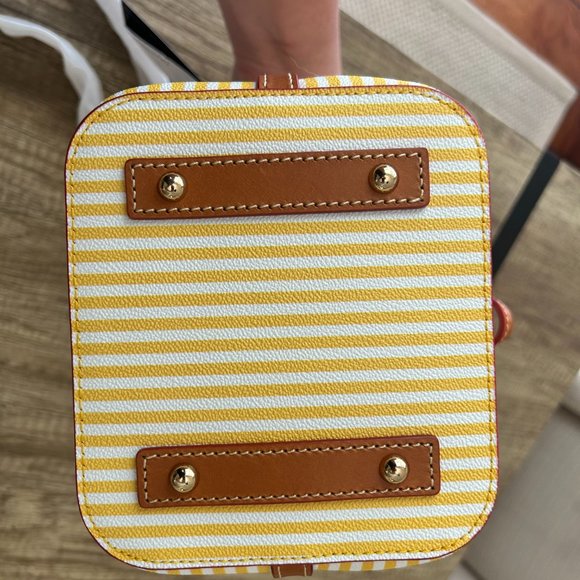 Dooney & Bourke Yellow Striped Small Drawstring Bucket Bag - Picture 5 of 7